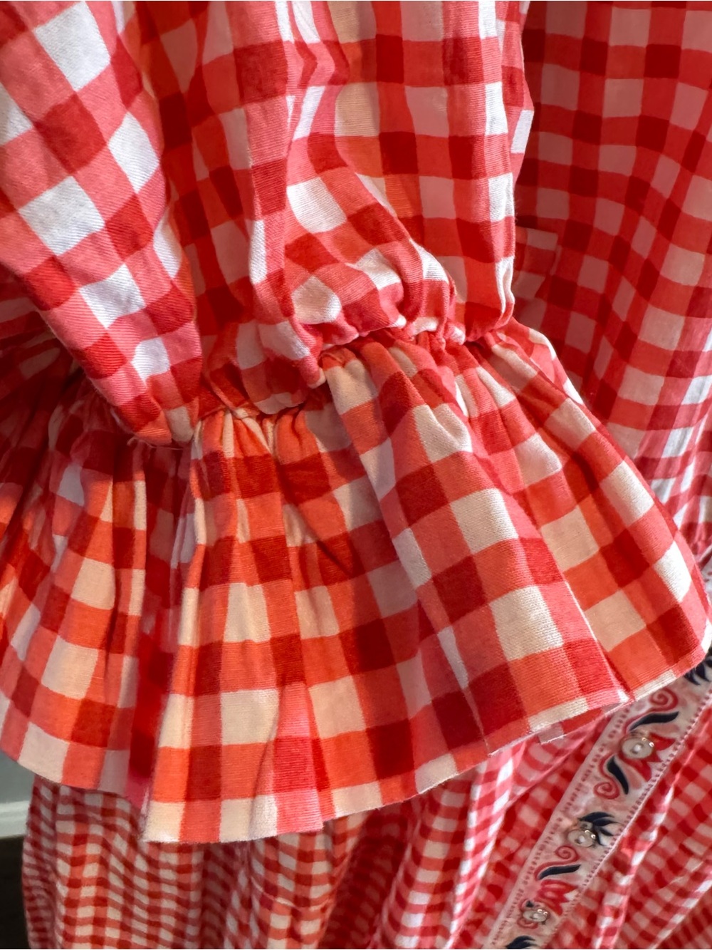 Printfresh Rosalita Gingham Mini Tiered Dress Small Cotton - Picture 5 of 10